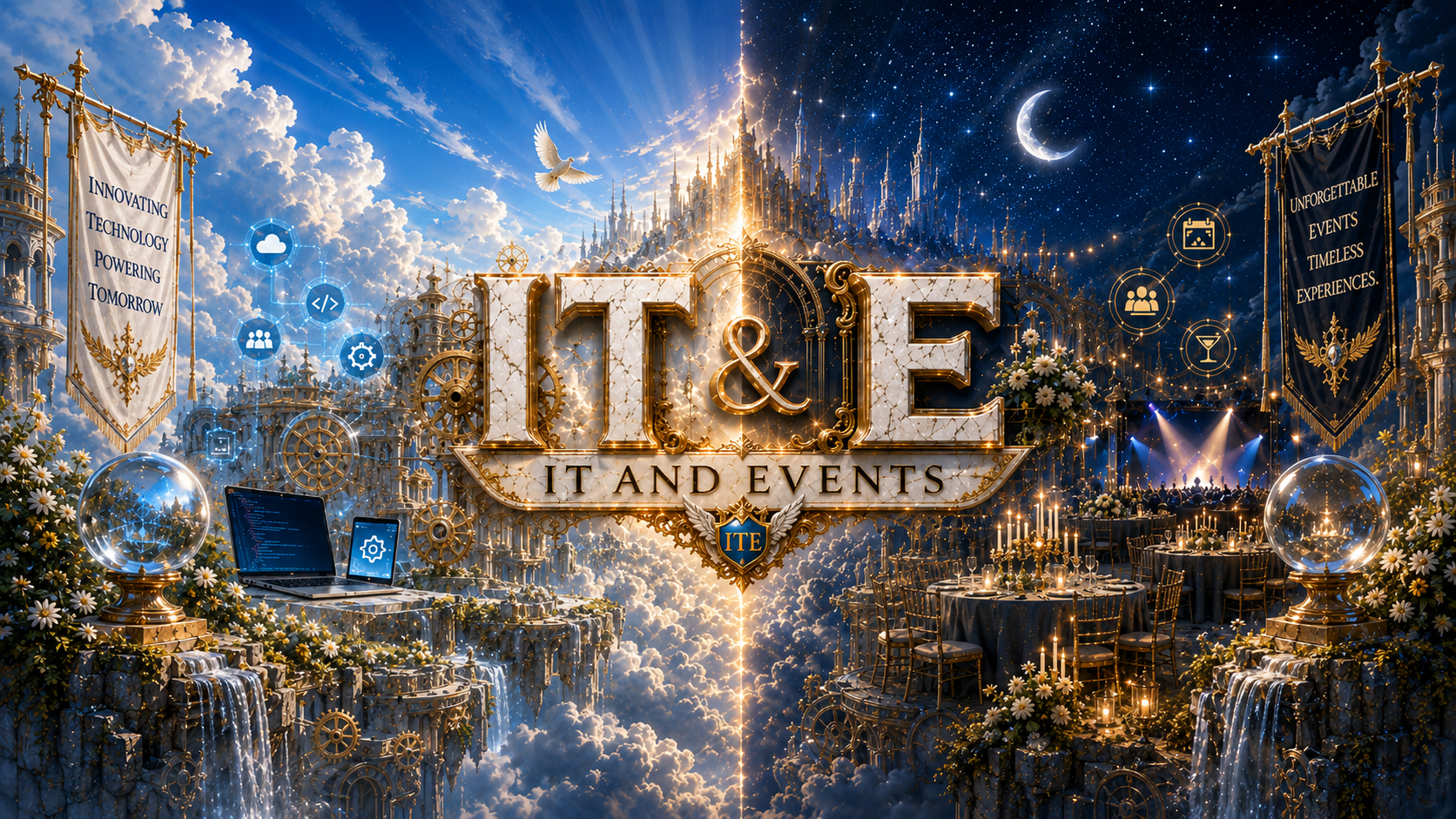IT&E day and night heavenly technology and events banner